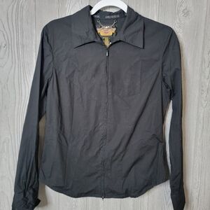 Harley-Davidson Black Zipp Up Long Sleeve Bliuse with Embroidered Logo